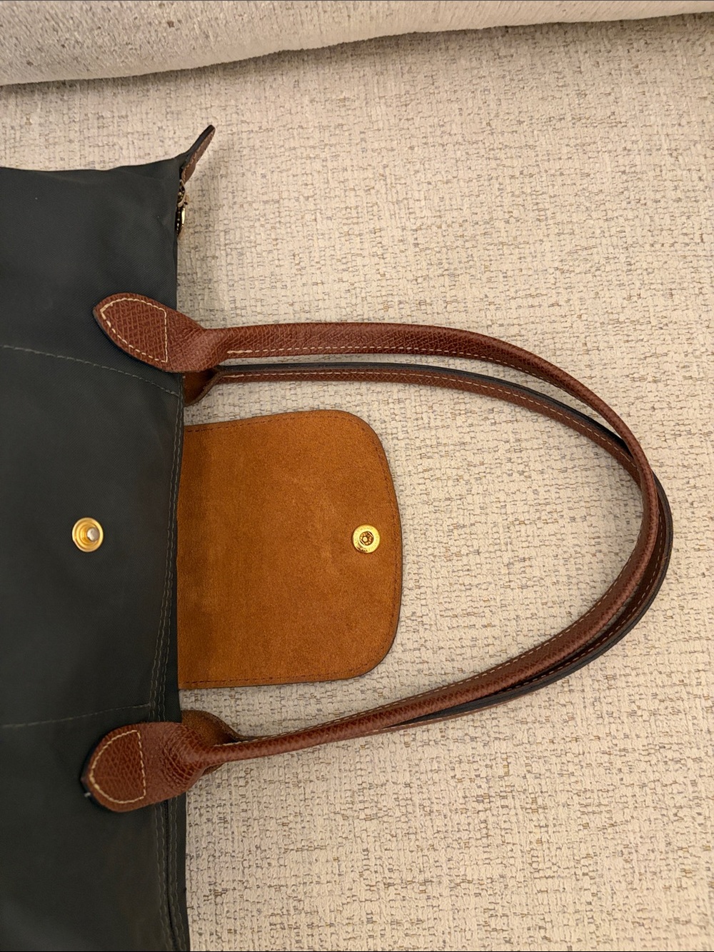 OFFERS WELCOME - Long Handle Gray Longchamp Le Pliage Shoulder Bag - Picture 6 of 14
